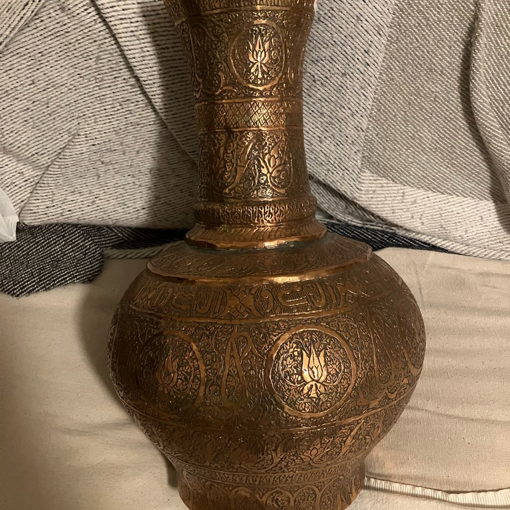 19th-century Indo-Persian or Kashmiri copper vase/pot.